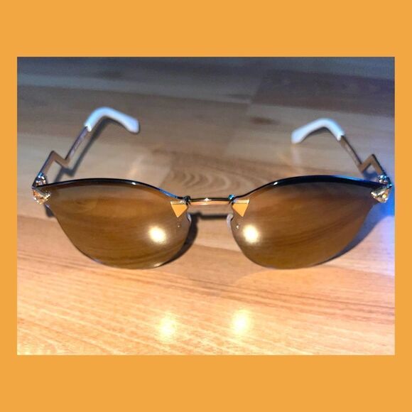 FENDI Gold and White Sunglasses FENDI Gold and White Sunglasses FENDI Su… main image 16